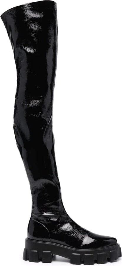 prada banana heel boots|prada thigh high boots.